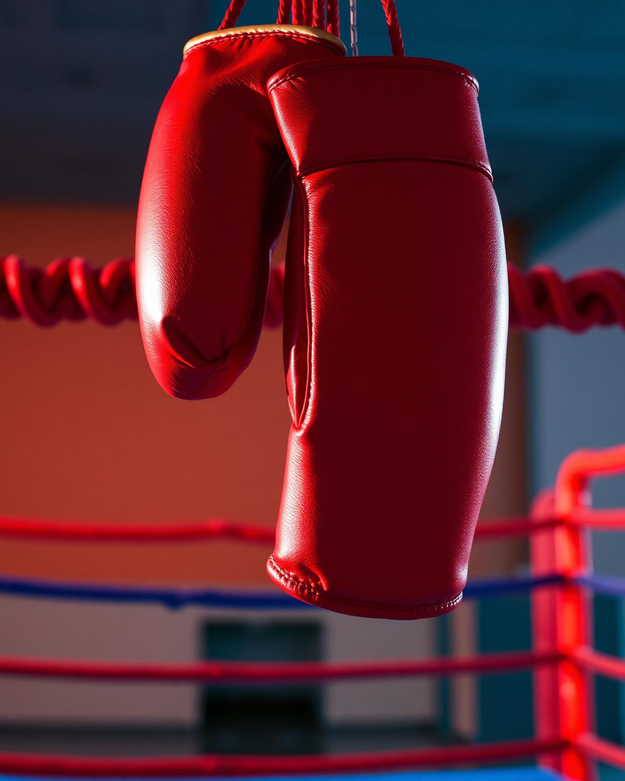 Gants de boxe rouges sur ring