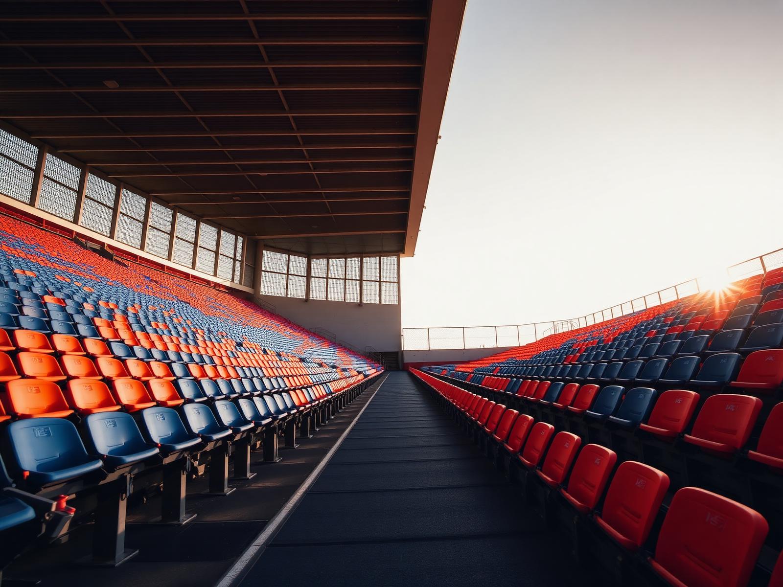 Tribunes vides bleu et orange